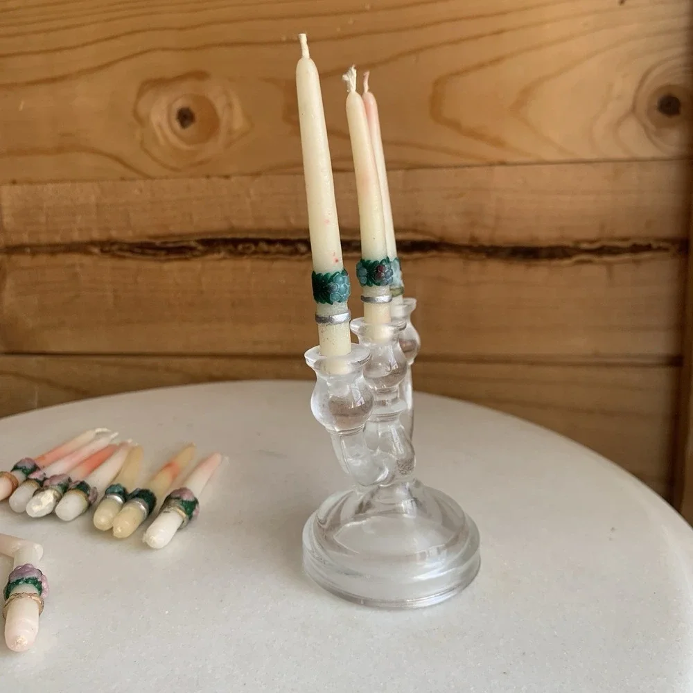 Dollhouse‎ Miniature Victorian Candelabra And 12 Real Wax Candles Flaws 5.5